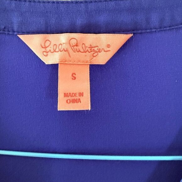 Lilly Pulitzer Elegant Blue Women's Top size small 100% silk - Picture 3 of 8